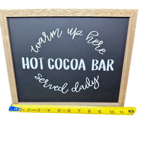Hot Cocoa Bar Wall Sign 11x9 Rustic Chalkboard Look Daily Kitchen Decor Winter - Picture 9 of 11